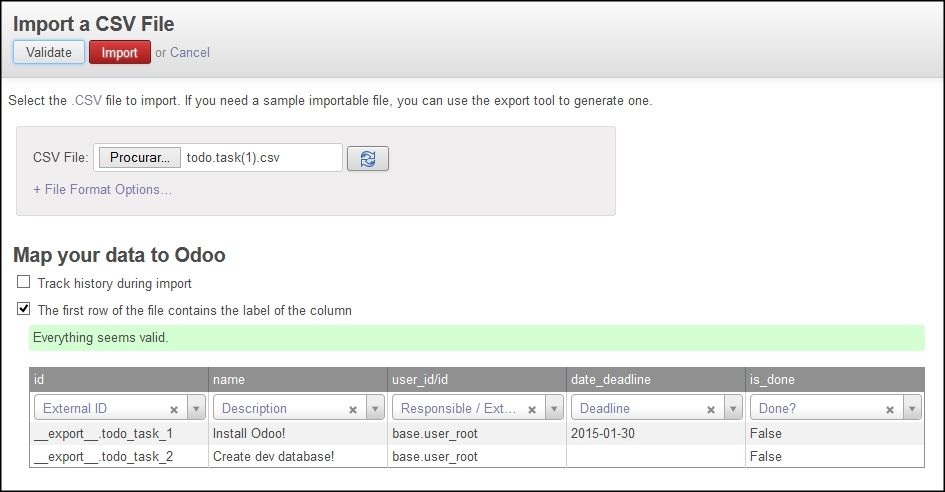 Grafico 4.6 - Importar archivos de datos CSV