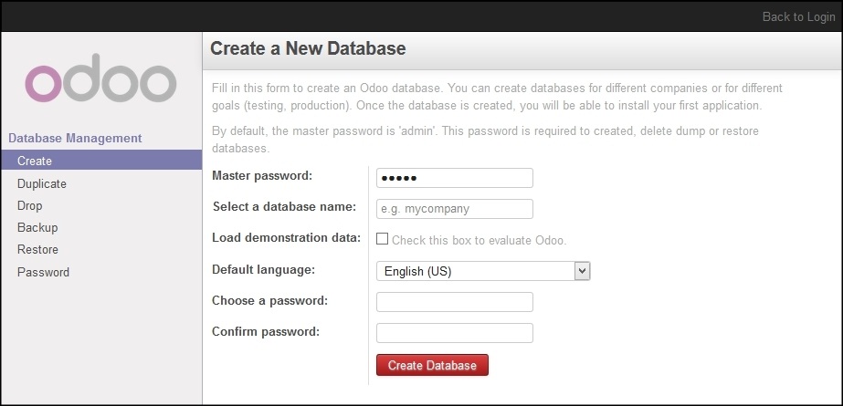 Gráfico 1.1 - Vista Crear una Nueva Base de datos