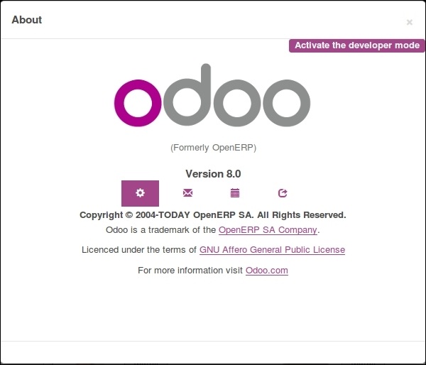 Gráfico 1.3 - Activar Modo de Desarrollo en Odoo