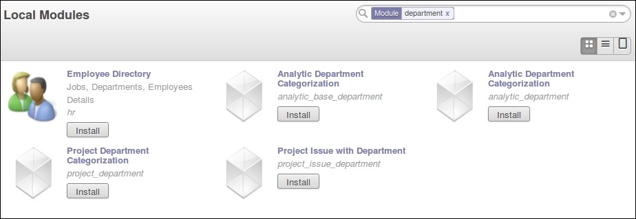 Gráfico 1.4 - Confirmar que la instancia Odoo reconoce el directorio 'department'